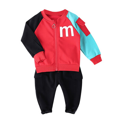 

Autumn Baby Boys Girls Set Long Sleeve Letter Print Hoodie Zipper Sweatshirt TopsPants Set