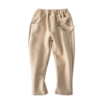

Children Pants Children Casual Trousers Autumn Winter New Girls Cartoon Cat Embroidered Trousers Baby Clothing 2-7Y