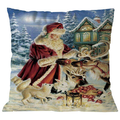 

〖Follure〗Merry Christmas Pillow Cases Linen Sofa Cushion Cover Home Decor Pillow Core