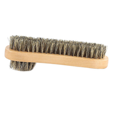 

Pig Bristle Hair Dual Side Brush Shoe Shine Buffing Brush Clean Wood Handle