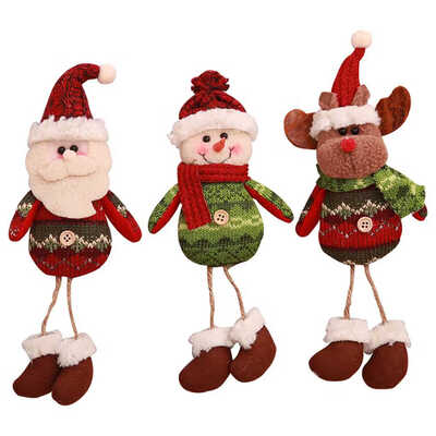 

Long Leg Christmas Tree Doll Xmas Small Santa Snowman Reindeer Toy Hang Decoration Show Window Photograph Holiday Gift
