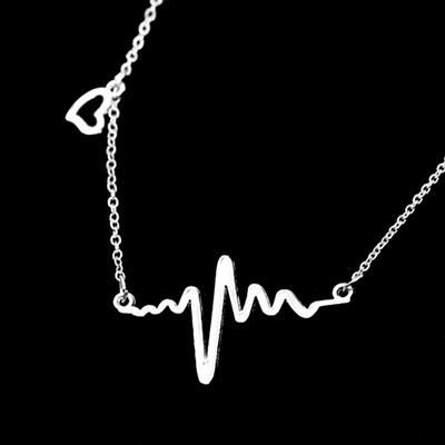 

Fashion Women Gold Silver Heart Beat Pendant Necklace Stainless Steel Chain Gift