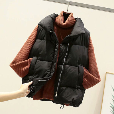 

Toponeto Womens Winter Warm Outwear Stand Neck Sleeveless Pockets Vintage Oversize Coats