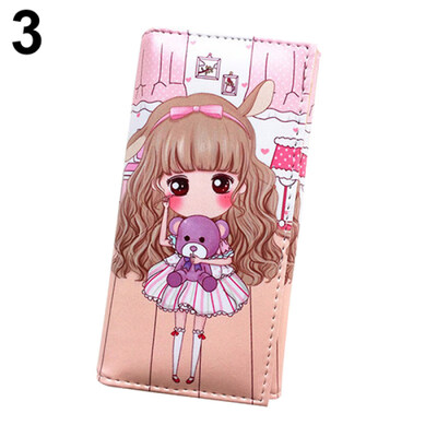 

Cartoon Girl Print Handbags Long Clutch Coin Purse Wallet Bag Cards Holder