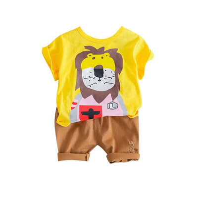 

Cotton Children Sets Infant Kids Boys Clothes Children Clothing Sets Summer Baby Lion Printed Casual Tops T-ShirtPants Set