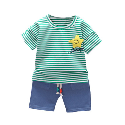 

Casual Boy Clothes Set Kids Summer Striped T-shirtshorts KIds Clothes Set 0-4T Boy T-shirt