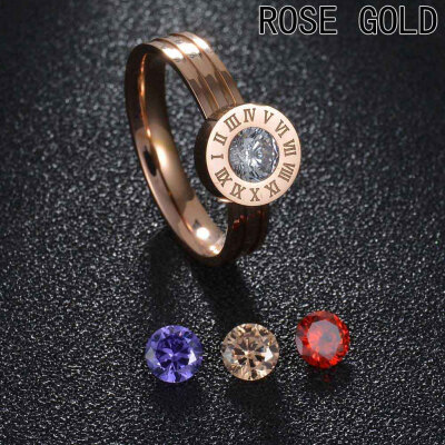 

Love Screw Stone Roman Numerals Jewelry 4 Color Stone Interchangeable Ring Stainless Steel Ring