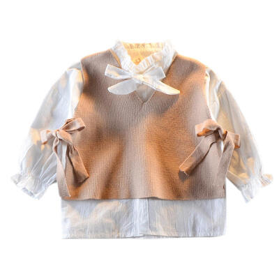 

Autumn Winter Fashion Cute Girls Sweaters Korean Bow Cotton Long-Sleeved Sweater Baby Girl Clothes