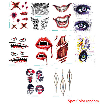 

10PCSSet Halloween Props Wound Blood Temporary Tattoos Children Fake Body Art Tattoo Sticker Women Hand Skin Tatoo