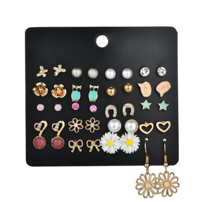 

20 Pairs Owl Floral Geometric Women Girls Earrings Ear Studs ResinPlastic Beauty Earrings Jewerly