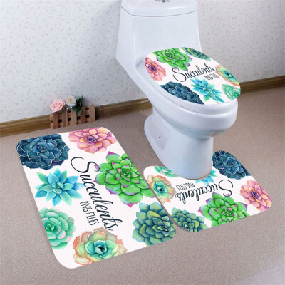 

Gobestart 3pcs Colorful Pattern Non-Slip Bath Mat Bathroom Kitchen Carpet Doormats Decor