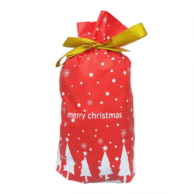 

50PCS Christmas Gift Candy Bags Cookies Bag Merry Christmas Party Favor Plastic Bag Package Pocket Ribbon Package