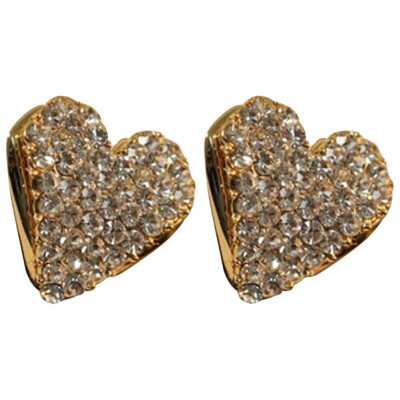 

1 Pair Heart Love Gold Crystal Rhinestone Lady Women Stud Earrings Gift Jewelry