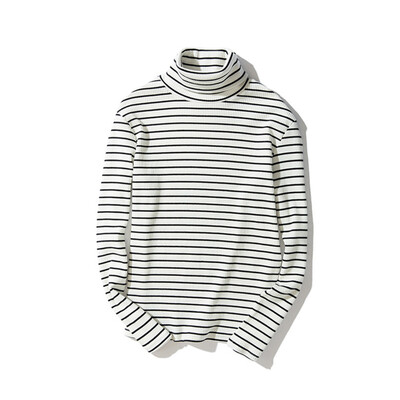 

Mens Loose Tops Turtleneck Sweater Shirt Long Sleeves Stripe Sweatshirt Warm
