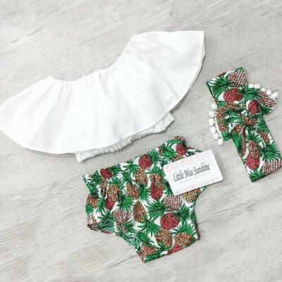 

Summer 3PCS Baby Girl Tank Crop Tops Vest Short Pants Headband Clothes Outfits