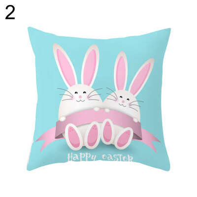 

Happy Easter Rabbit Egg Throw Pillow Case Home Car Decor Sofa Bed Cushion Cover
