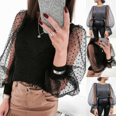 

Summer Womens Organza Ruffled Sleeve Solid Color Casual Club Short T-shirt Tops