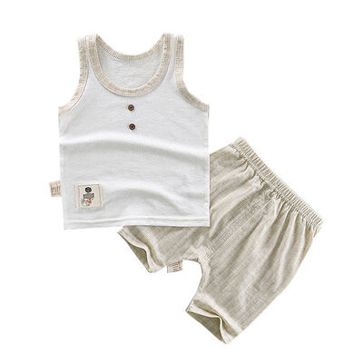 

Summer Baby Boys Girl Sleeveless Solid Print Tops T-shirt Vest Shorts Toddler Casual Outfits Sets
