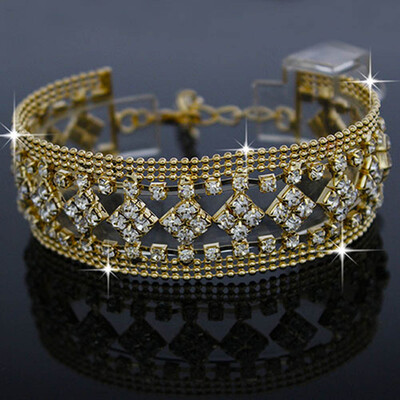 

Gift Personality Popular Diamond Flowers Crystal Novelty Women Full Bracelet Women Crystal Bracelet