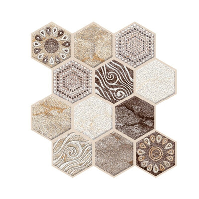 

New Imitation Marble Hexagonal Tile Stickers Bathroom Kitchen DIY Home Nonslip Floor Tiles Sticker Wholesales