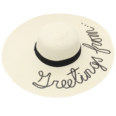 

Woman Holiday Sunscreen Letter Sequins Tourism Folding Straw Hat Female Fashion Hat