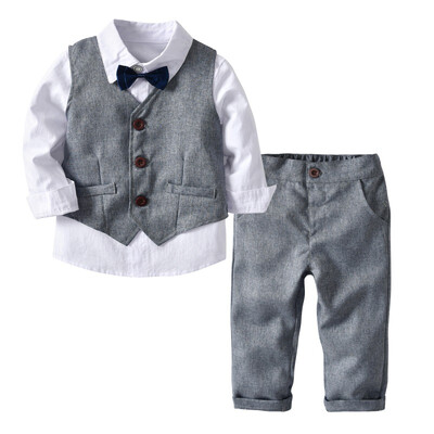 

4pcsSet Boys Clothing Set Kids Clothes Suits Formal Wedding Party Costume New Gentleman Children Clothing 2-7Y