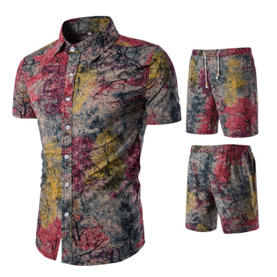 

Toponeto Summer New Comfortable Fashion Short Sleeve And Short Pants Printing Mens Suit