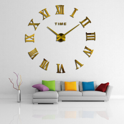 

Novelty Wall Clock 3D DIY Modern Roman Numbers Living Room Clock Home Decoration
