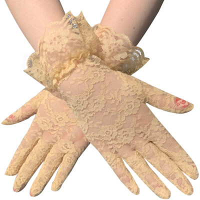 

Lace Women Vintage Sheer Short Lace Gloves Ladies Party Wedding Wrist Hand Gloves Full Fingers Mittens Trend