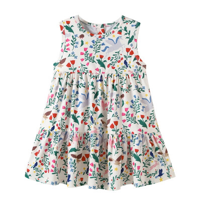

Summer Casual Baby Girls Dress Flower Print Dress Cotton Kids Toddler Sleeveless Sundress