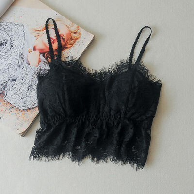 

Fashion Women Lace Strapless Tube Top Sexy Deep V Bra Crop Tops Padded Seamless Tube Bra Bralette
