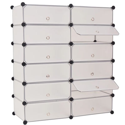 

Interlocking Shoe Organizer with 12 Compartments White