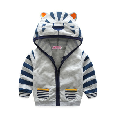 

Autumn Children Outwear Jacket Boys Clothes Cartoon Tiger Hat Zip Shirt Cute Coats
