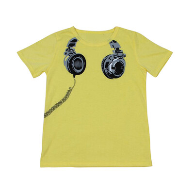 

Fashion Baby Clothes Boys Girls Earphone Printed Short Sleeve Cotton T-Shirt Kids Tops 2-7Y