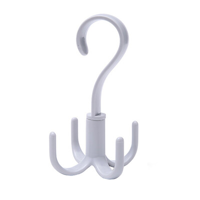 

360 Degrees Rotated 4 Hooks Plastic Handbag Clothes Ties Bag Holder Shelf Hanger Door Hooks
