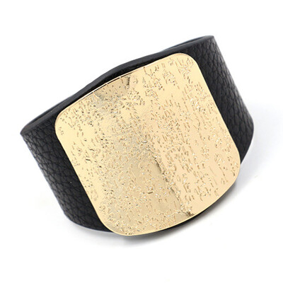 

Personality Leather Bracelet Women with Alloy Buckle Adjustable Fashion Women Men Bracelets & Bangles Punk Jewelry