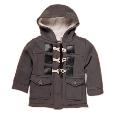 

New Baby Boys Girls Autumn Winter Warm Long Sleeve Solid Hoodie Horn Buckle Heavyweight Coat Outerwear