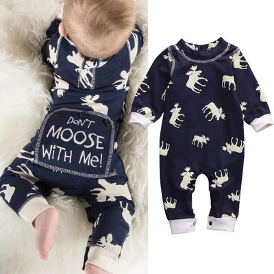 

Newborn Baby Girl Boy Deer Romper Jumpsuit Pajamas Sleepwear Outfits Clothes