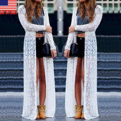 

NEW Women Lace Kimono Beach Cardigan Bikini Cover Up Wrap Beachwear Long dress