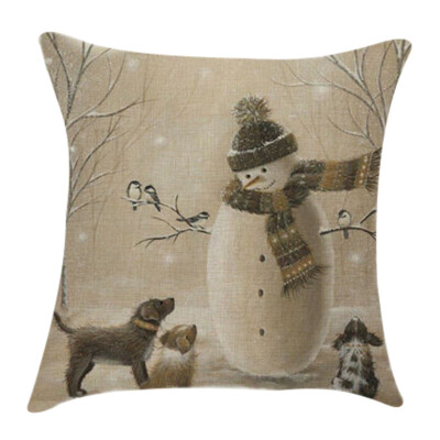 

Tailored Merry Christmas Linen Pillowcase Sofa Pad Set Home Decoration 18x18 Inch