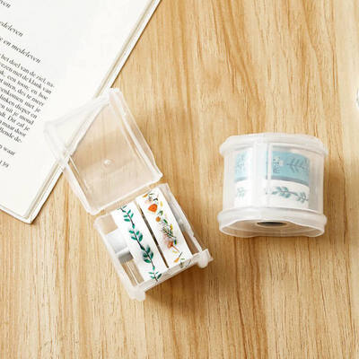 

Home Office Tape Organizer&Cutter Easy Tape Dispenser DIY Round Roll Tape Storage Case Office Desktop Decorative Box