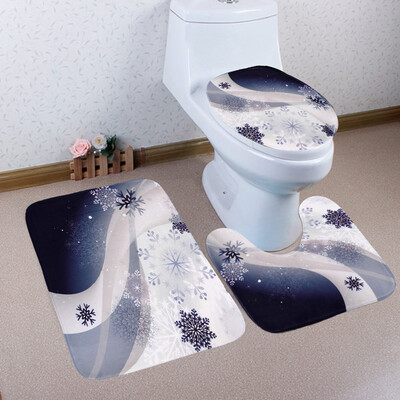 

〖Follure〗3PCS Christmas Bathroom Non-Slip Pedestal Rug Lid Toilet Cover Bath Mat Set