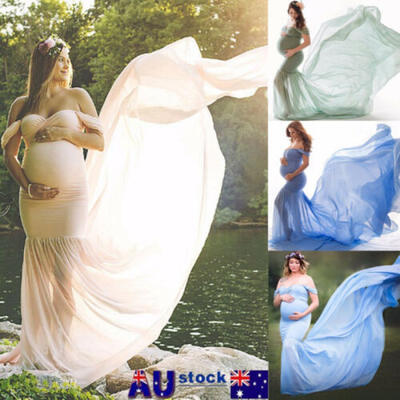 

Pregnant Women Long Maxi Maternity Lace Dress Gown Photo Photography Prop AU