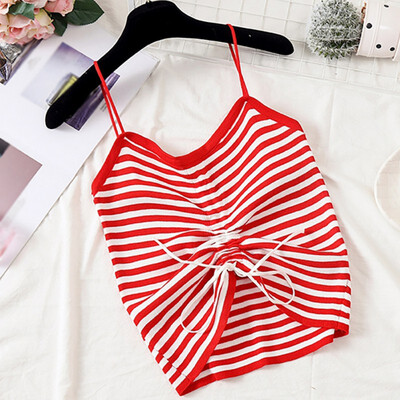 

Casual Women Camis Summer Casual Basic Sexy Versatile Slim Stripes Print Sling Autumn Bottoming Stretch Camisole Tops