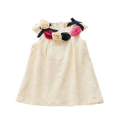 

Girls Summer Dresses 2019 Children Cotton Flower Printing Sleeveless Dresses Princess Cotton Dress Fashion Girls Clothing