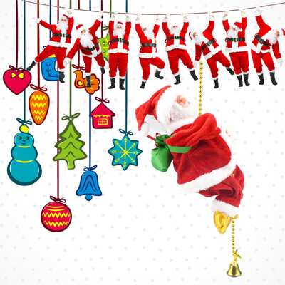 

YIWULAChristmas Decoration Santa Claus Electric Climbing Hanging Xmas Ornament Toys