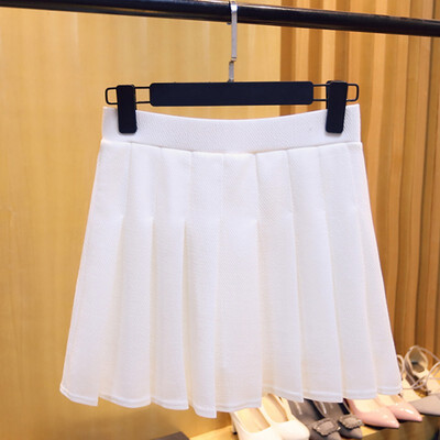 

XXL Four Colors High Waist A-Line Women Skirt Striped Stitching Sailor Pleated Skirt Elastic Waist Sweet Girls Dance Skirt