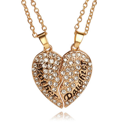 

European And American Jewelry Mother Day Necklace Mother Daughter Two Flap Puzzle Love Pendant