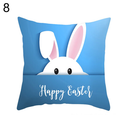 

Happy Easter Rabbit Egg Throw Pillow Case Home Car Decor Sofa Bed Cushion Cover