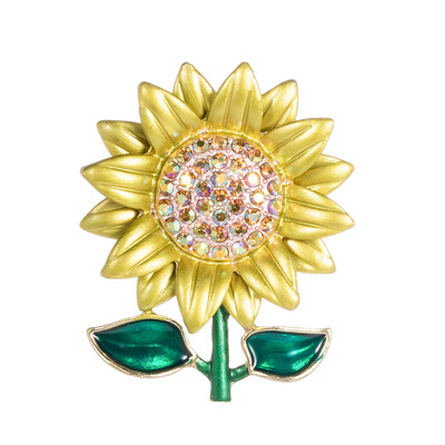 

Women Sunflower Brooch Pin Rhinestone Scarf Clip Alloy Lapel Pin Clothes Decoration Jelwery Gift